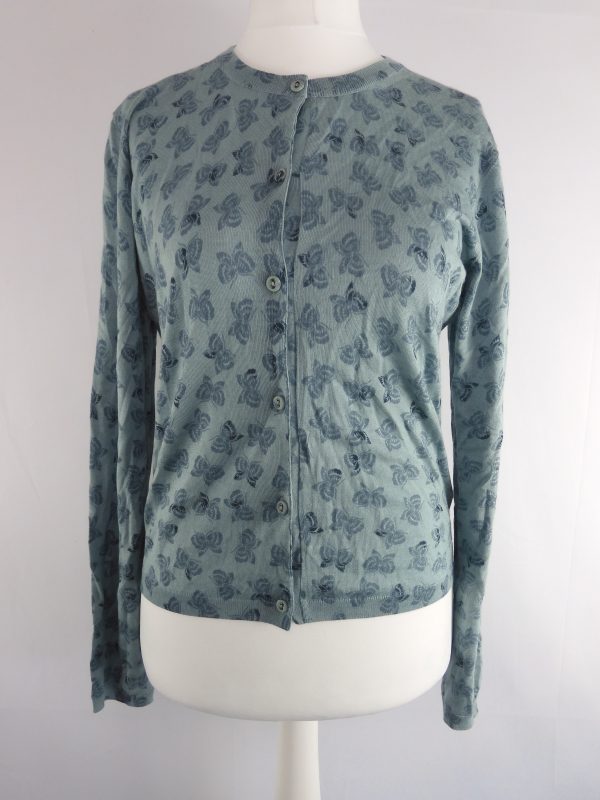 Bottega Veneta Butterfly Pattern Cashmere Cardigan, Size 42-12-L