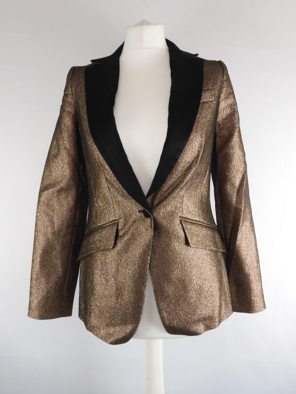 Karen Millen Gold Glitter Blazer, Size 6