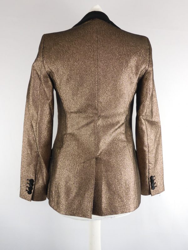 Karen Millen Gold Glitter Blazer, Size 6 - Image 3