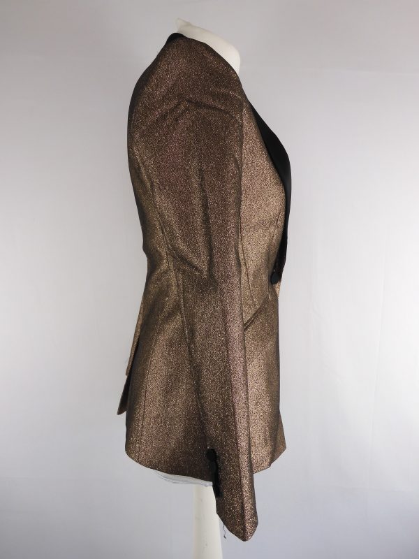 Karen Millen Gold Glitter Blazer, Size 6 - Image 4