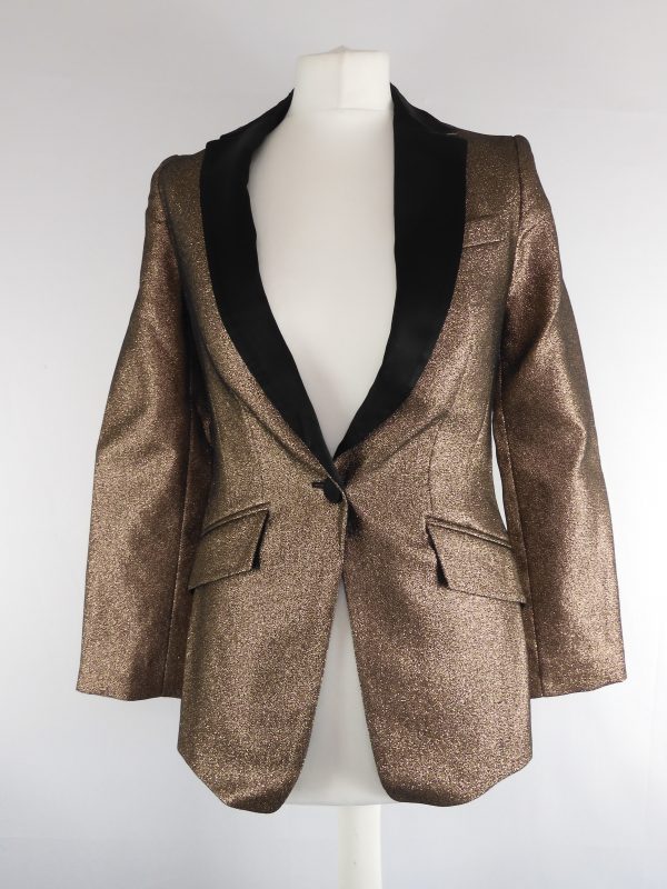 Karen Millen Gold Glitter Blazer, Size 8, Film Worn