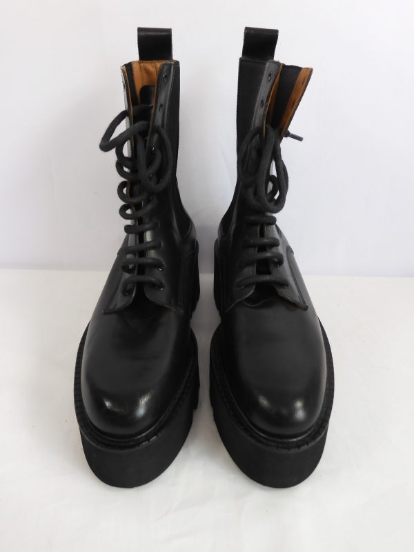 ATP Atelier Pesaro Black Leather Combat Boots, Size 7-40 - Image 3