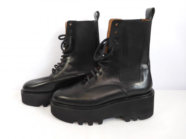 ATP Atelier Pesaro Black Leather Combat Boots, Size 7-40 - Image 5