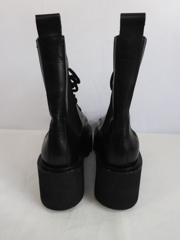 ATP Atelier Pesaro Black Leather Combat Boots, Size 7-40 - Image 6