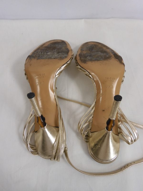 Gucci Bamboo Heel Sandals, Size 7.5B - Image 5