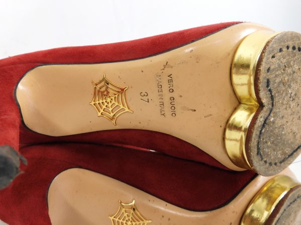 Charlotte Olympia Red Suede Deborah Platform Ankle Boots Size 37 - Image 8