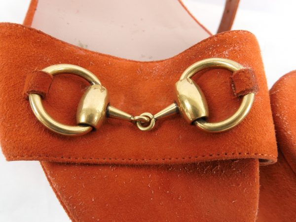 Gucci Horsebit orange Wedges, Size 36.5 / 3.5 - Image 7
