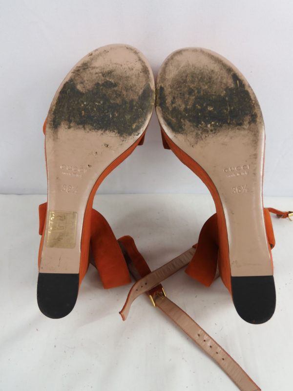 Gucci Horsebit orange Wedges, Size 36.5 / 3.5 - Image 9