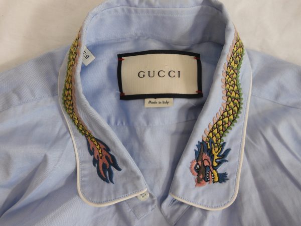 Gucci Shirt with Dragon Collar, Size 41/16 - Image 7