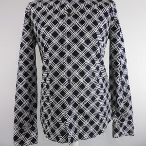 Prada Navy and White Plaid Shirt, Size 15 3/4,40