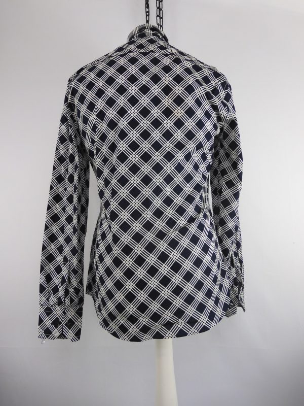 Prada Navy and White Plaid Shirt, Size 15 3/4,40 - Image 4
