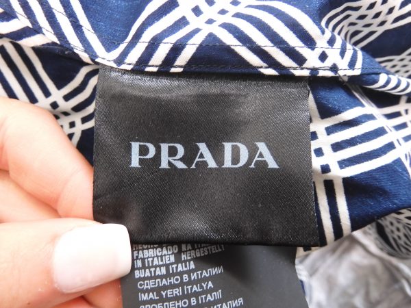 Prada Navy and White Plaid Shirt, Size 15 3/4,40 - Image 7