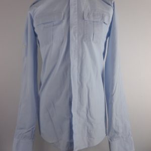 Balmain Shirt with Denim Distressed Collar, Size M