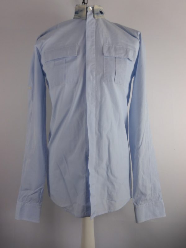 Balmain Shirt with Denim Distressed Collar, Size M