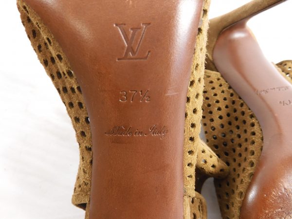 Louis Vuitton Perforated Open Toe Sandal, Size 37.5 (4.5). - Image 7