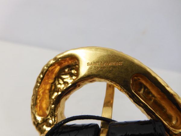 Saint Laurent Gold Heart Buckle Leather Belt, 75cm - Image 6