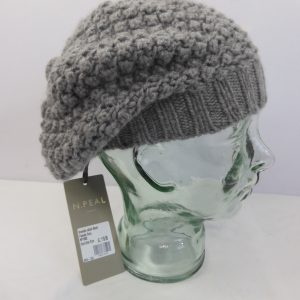 N.Peal Bramble Stitch Beret, Flannel Grey, One Size.