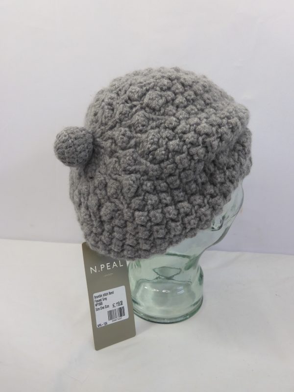N.Peal Bramble Stitch Beret, Flannel Grey, One Size. - Image 3
