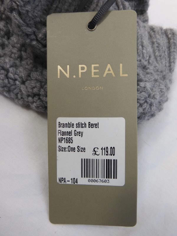 N.Peal Bramble Stitch Beret, Flannel Grey, One Size. - Image 5