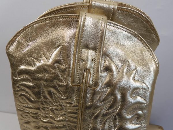 New Arrivals by Ilkyaz Ozel Gold Cowboy Boots, Size 7. - Image 4