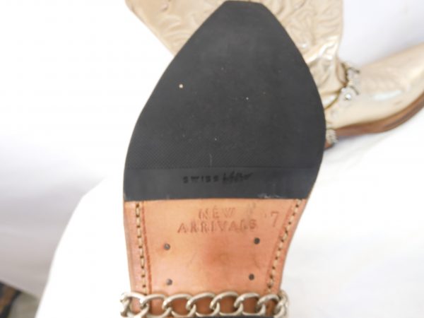 New Arrivals by Ilkyaz Ozel Gold Cowboy Boots, Size 7. - Image 5
