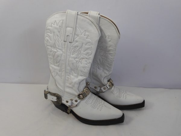 New Arrivals by Ilkyaz Ozel White Cowboy Boots, Size 6. - Image 2