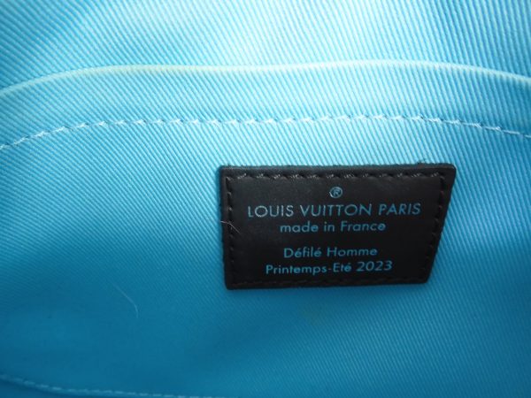 LOUIS VUITTON KEEPALL BANDOULIERE BLACK AND BLUE MONOGRAM COATED CANVAS 25CM - Image 9