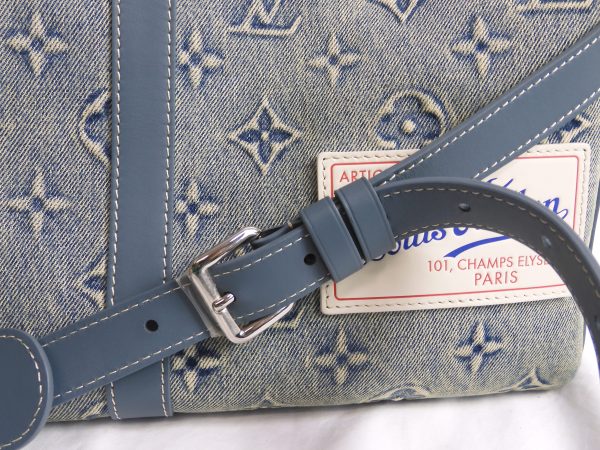 Louis Vuitton Monogram Washed Denim Keepall (50cm in width) with Leather Trim with C.O.A. - Image 4