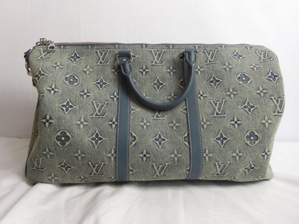 Louis Vuitton Monogram Washed Denim Keepall (50cm in width) with Leather Trim with C.O.A. - Image 6
