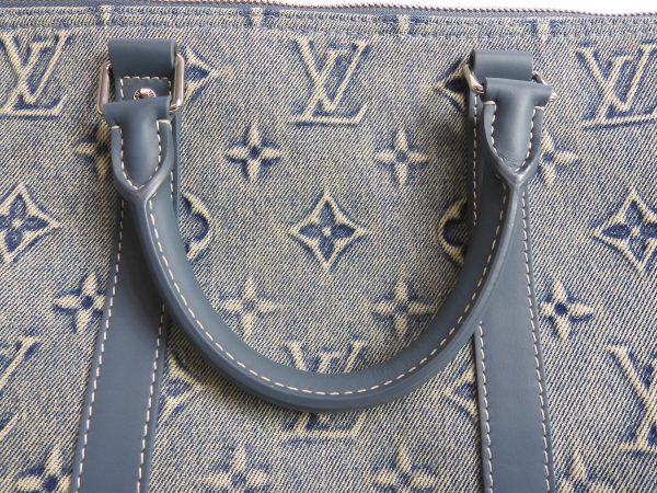 Louis Vuitton Monogram Washed Denim Keepall (50cm in width) with Leather Trim with C.O.A. - Image 8