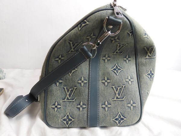 Louis Vuitton Monogram Washed Denim Keepall (50cm in width) with Leather Trim with C.O.A. - Image 9