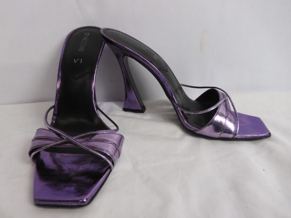 D'Accori V'1 Lust Metallic Leather Mules, Size 5