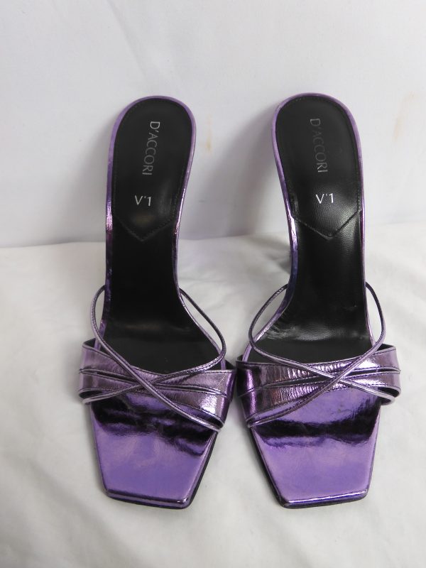 D'Accori V'1 Lust Metallic Leather Mules, Size 5 - Image 3