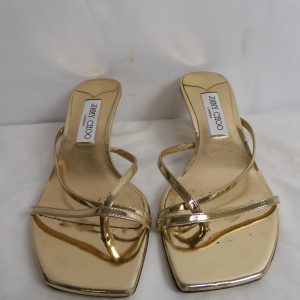Jimmy Choo Etana Mule Liquid Metal Gold, Size 6
