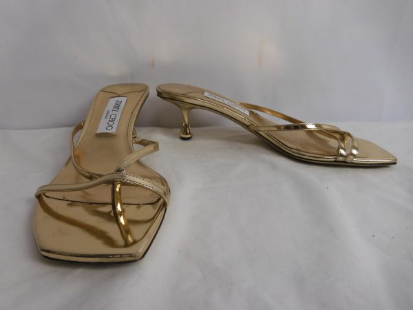 Jimmy Choo Etana Mule Liquid Metal Gold, Size 6 - Image 3