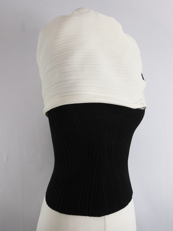 Self - Portrait Bow-Detail Ribbed-Knit Top, Size S. - Image 3