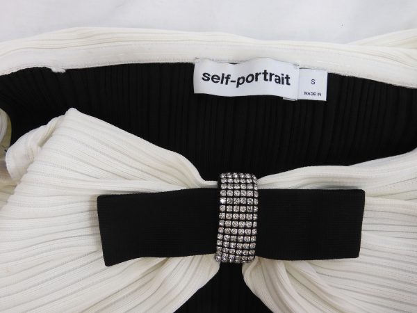 Self - Portrait Bow-Detail Ribbed-Knit Top, Size S. - Image 6