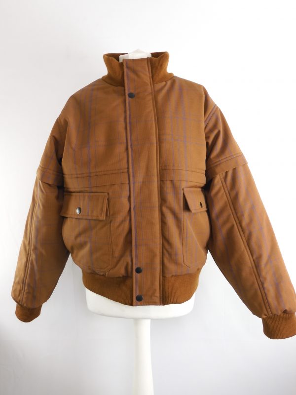 Nagnata Wool Check Bomber Jacket, Size XS.