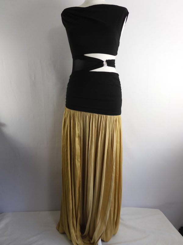 Bec & Bridge, Serene ASYM Maxi Dress - Black / Straw, Size 8.