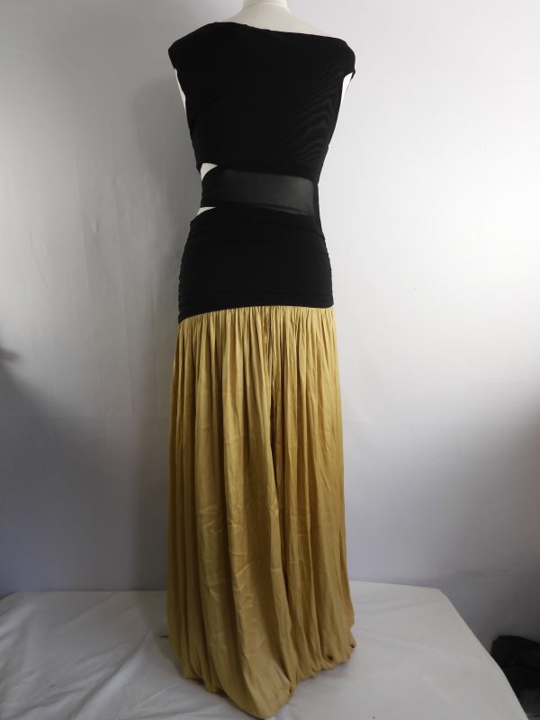Bec & Bridge, Serene ASYM Maxi Dress - Black / Straw, Size 8. - Image 5