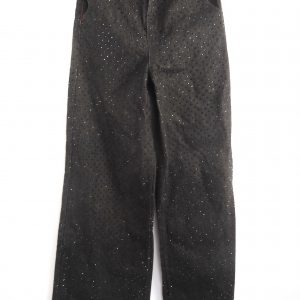 Self-Portrait Rhinestone Embellishment Wide-Leg High-Rise Denim Jeans, Size W26 / L32