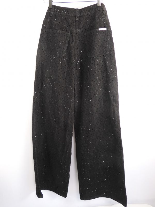 Self-Portrait Rhinestone Embellishment Wide-Leg High-Rise Denim Jeans, Size W26 / L32 - Image 3