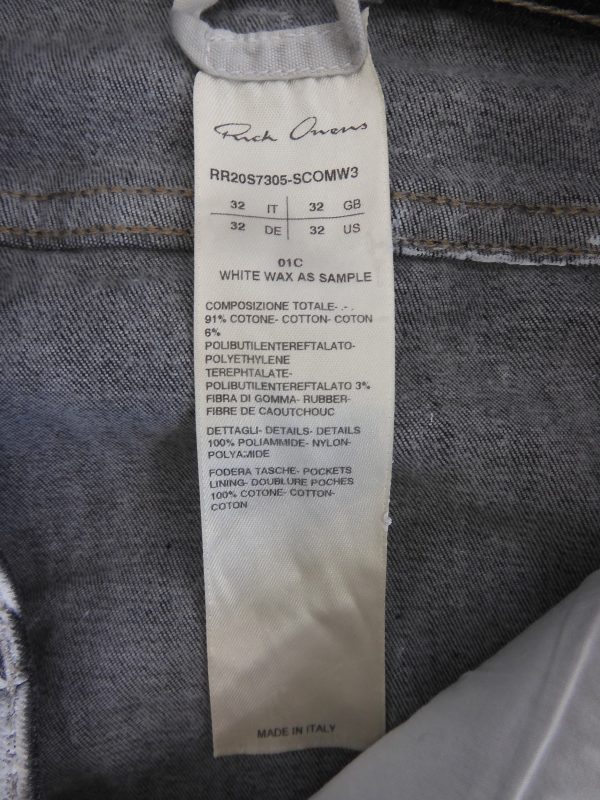 Rick Owens Tecuatl Tyrone Cut Jeans 'White Wax', Size 32. - Image 4
