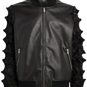 MJB Marc Jacques Burton Spiked Leather Bomber Jacket, Size 56, Online price £1165