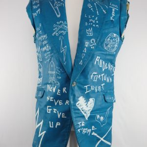 Decorum Sleeveless Leather Jacket, Hand Painted, Size L, RRP £995