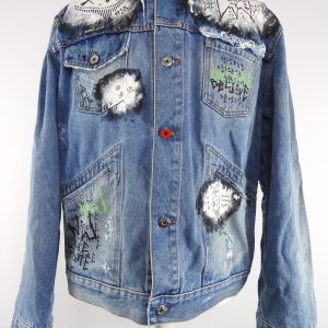 MJB Marc Jaques Burton, PAX Denim Jacket, Hand Painted, Size XXL